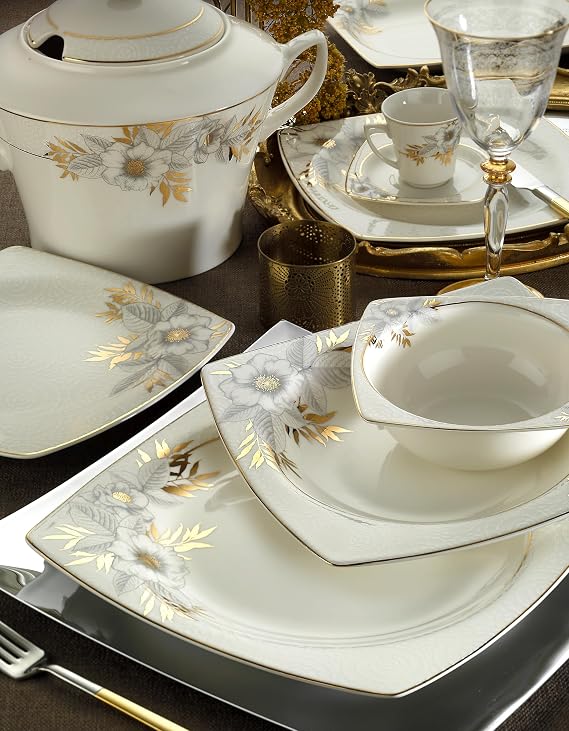 Kütahya Porcelain 10364 Bone Mare 68 Pieces Dinner Set for 12 Persons