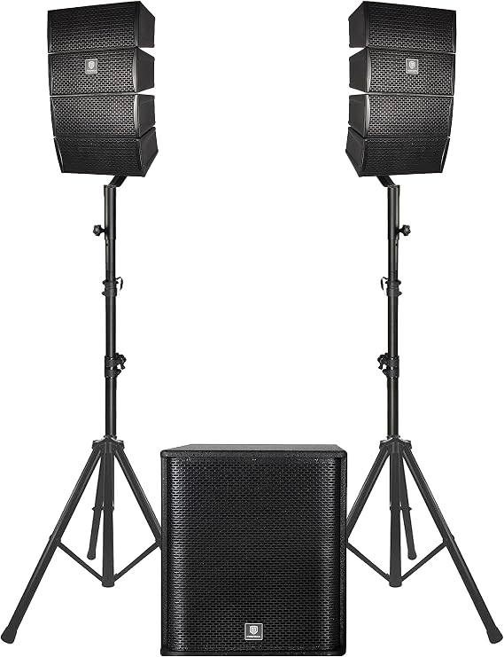PRORECK Club 3500 15 inch Subwoofer 3000W DJ Powered PA Speaker System Combo Set with 8 Array Speakers,Bluetooth, USB, SD Card, Remote Control, for Meeting, Speeches, Churches, Performances, DJ Gig
