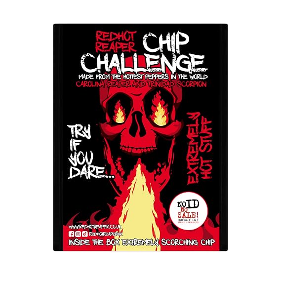 Red Hot Reaper 1x Chip Challenge Hottest Snack Carolina Reaper & Trinidad Scorpion - Super Spicy Hot Chip