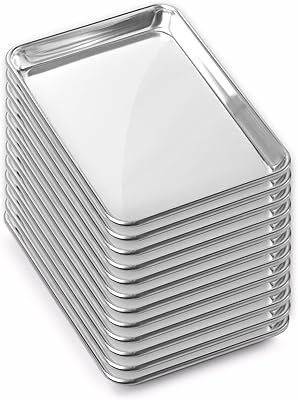 GRIDMANN 9 x 13 Commercial Grade Aluminum Cookie Sheet Baking Tray Jelly Roll Pan Quarter Sheet - 12 Pans