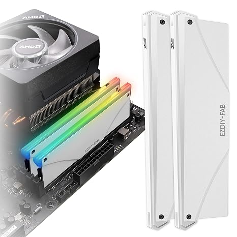 EZDIY-FAB 5 V ARGB Memory RAM Cooler DDR Heatsink for DIY PC Game MOD DDR3 DDR4 White 2 Pack PI061
