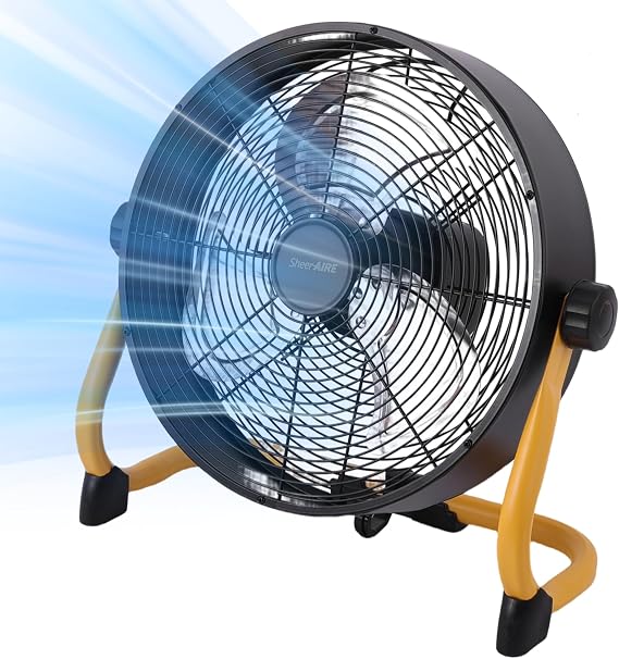15'' Rechargeable Floor Fan for Home Outdoor Garage;High-Performance DC brushless copper motor;Metal material, Cordless, 360 Degree Manual Tilt, 12000mAh large battery for 5-24 hours