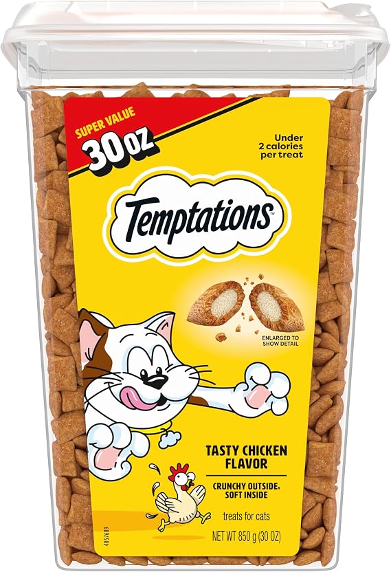 Temptations Classic Crunchy and Soft Cat Treats Tasty Chicken Flavor, 30 oz. Tub