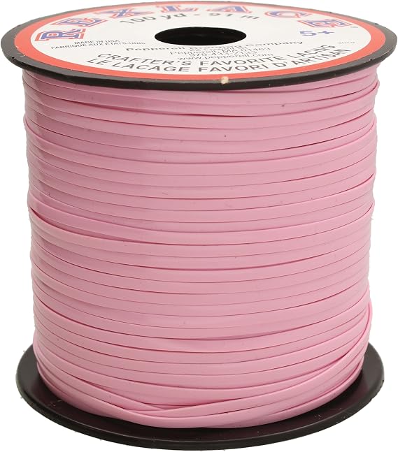 Rexlace Flat Plastic Lacing – Latex-Free Boondoggle Braiding Lanyard, Rose, 0.092" Wide, 0.035” Thick, 100 Yards (91 Meters)