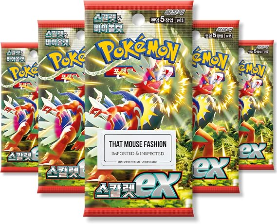 Scarlet and Violet Base Set Scarlet EX Korean 5 Booster Packs | TCYM Authenticated | Korean Pokemon Cards | Pokemon Booster Packs | That Mouse Fashion