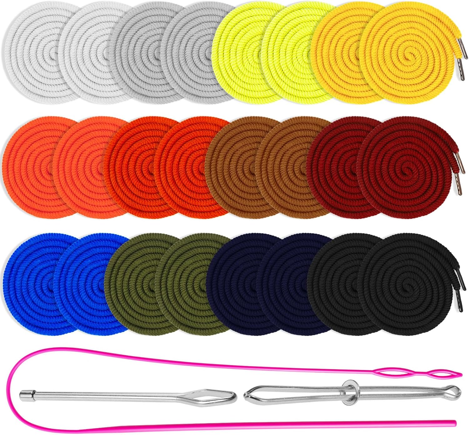 24 Pack Replacement Drawstrings Drawcords for Pants Sweatpants Hoodies Scrubs Jackets Shorts, with 3 Pieces Drawstring Threader Re-Threader Tool 51 Long