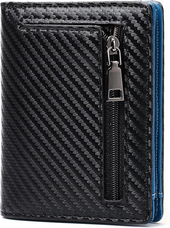 GAEKEAO Genuine Leather Wallet for Men, Bifold Slim Men's Wallet with Zipper Coin Pocket, RFID Blocking Credit Card Holder