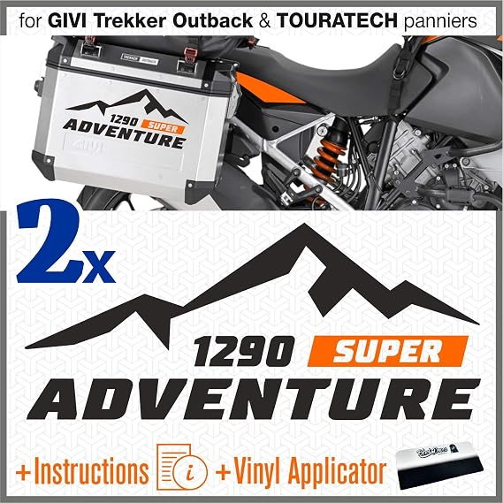 2x STICKERS compatible with Side Cases for 1290 ADV TOURATECH GIVI TREKKER OUTBACK (Black)