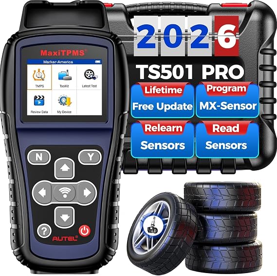Autel MaxiTPMS TS501 PRO TPMS Programming Tool, Same as TS508, 2026 TPMS Relearn Tool Newer of TS501 TS408S, Activate Relearn 99% Sensors, Program Autel MX-Sensors [315/433MHz], TPMS Reset/Diagnosis