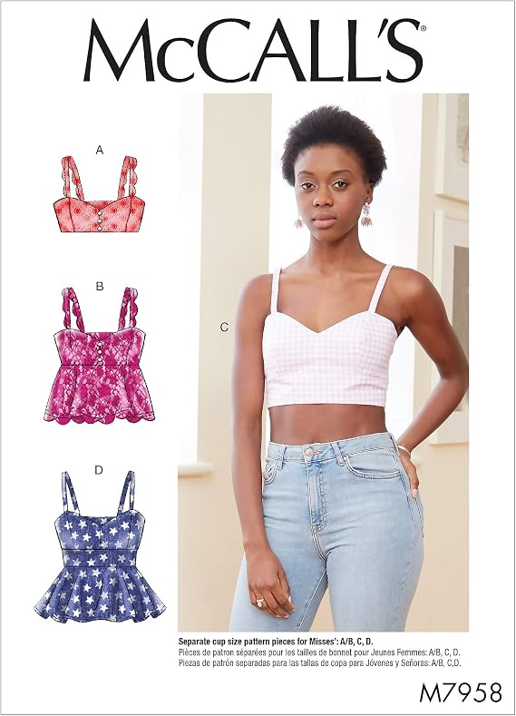 McCall Pattern Company McCall's M79585A Women's Close Fit Crop Tank Top Sewing Patterns, Sizes 4-22, various, WHITE