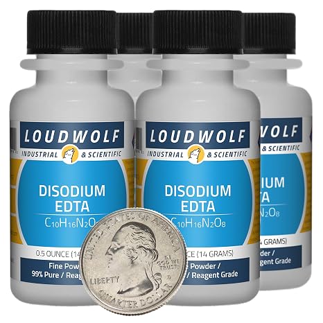 Disodium EDTA / 2 Ounces / 4 Bottles / 99% Pure Reagent Grade/Fine Powder