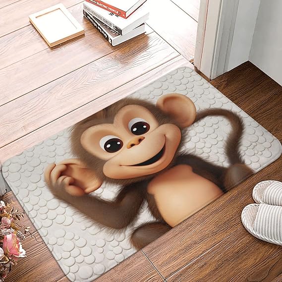 Front Door Mat Indoor Outdoor Entrance Welcome Mat Non Slip Floor Mat Cute Monkey Doormat for Entryway Rug Inside Outside Entry, Porch, Bathroom Rug 16" x 24" Carpet