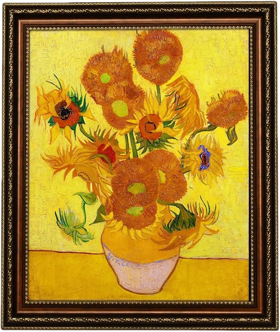 ELITEARTSunflowers By Vincent Van Gogh Giclee Framed Art Canvas Print Framed Size:24 34x 12x28 34