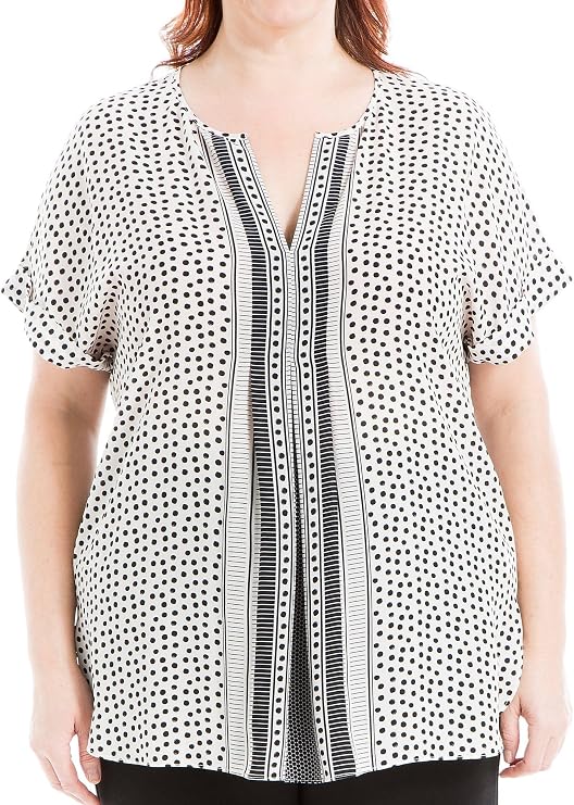 Max Studio Women's Plus Size Crepe Split Front Blouse