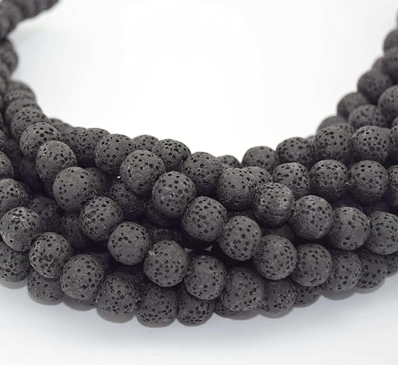 | Black Round 14mm Lava Beads for Jewelry Making | Semi Precious Stone | Dragon Stone | Gemstone Beads | Natural Beads for Bracelets and Bracelet Making