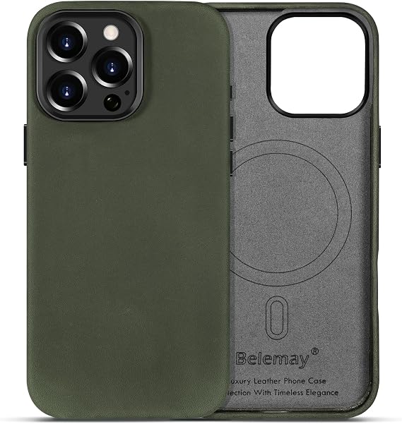 Belemay Crazy Horse Leather Case for iPhone 16 Pro, Compatible with MagSafe