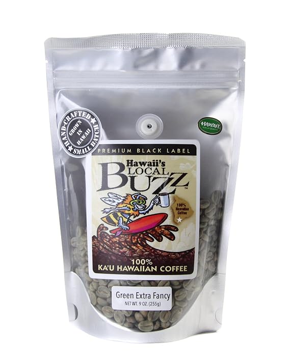 Hawaii's Local Buzz Premium Black Label Extra Fancy, Green (Unroasted) Beans, 9 Ounce