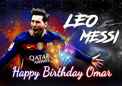 Cakecery Lio Messi FC Barcelona Edible Cake Image Topper Personalized Birthday Cake Banner 14 Sheet