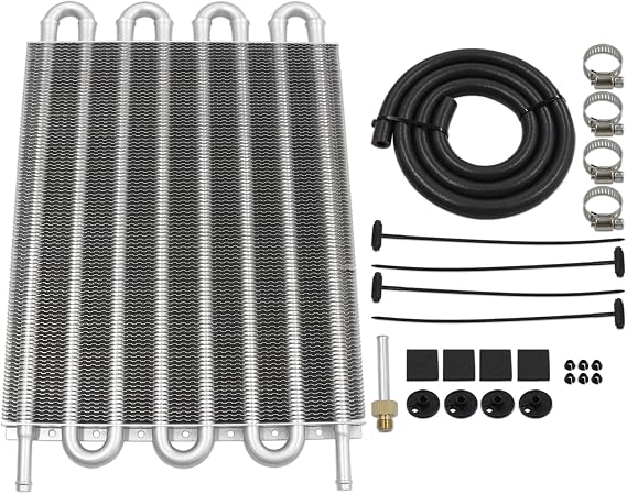 Universal Transmission Oil Cooler Kit Fin Oil Cooler Kit (Silver, 8 Pass) | Aluminium alloy Tube