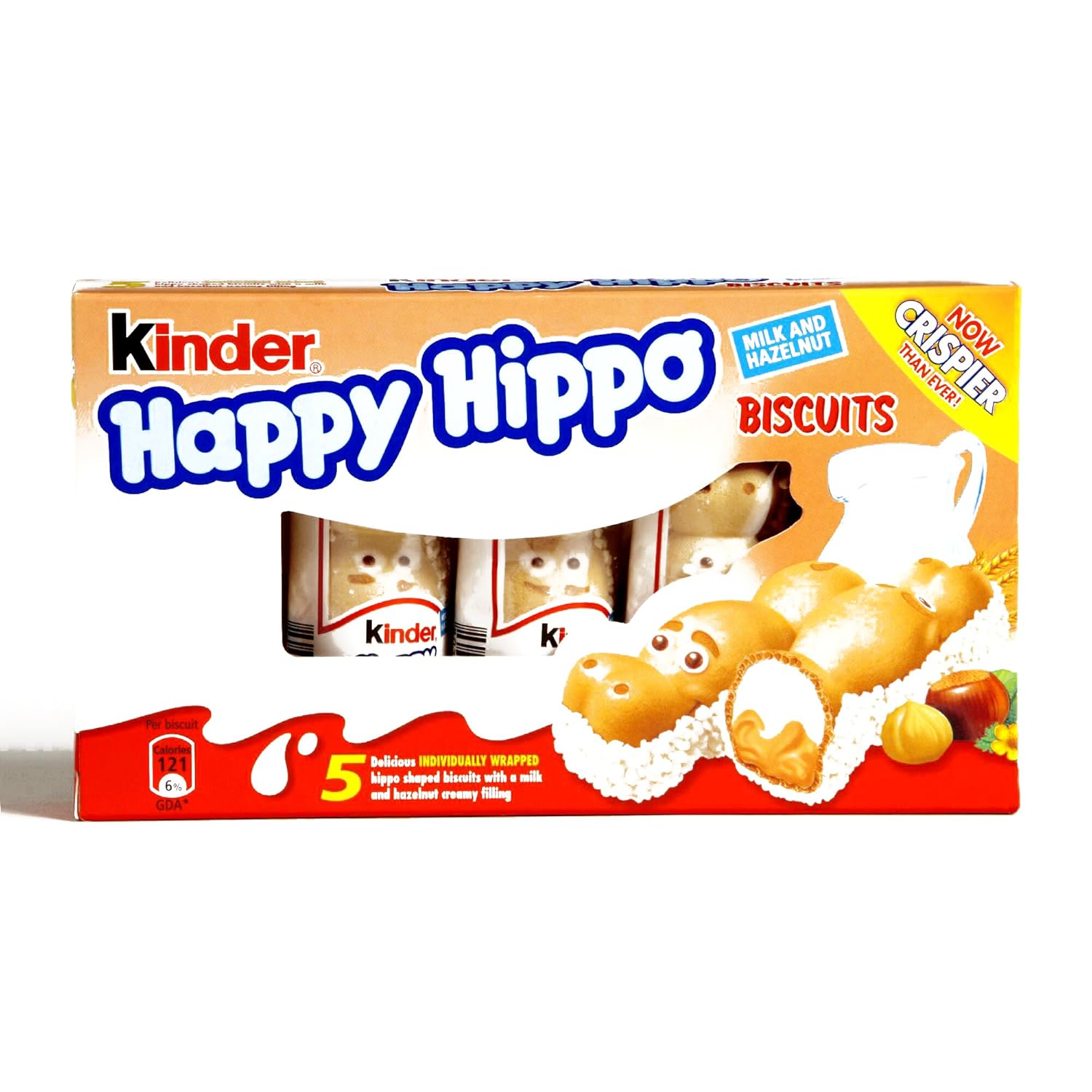 Kinder Happy Hippo Hazelnut Biscuit 5-Pack 0.73 oz each 4 Items Per Order