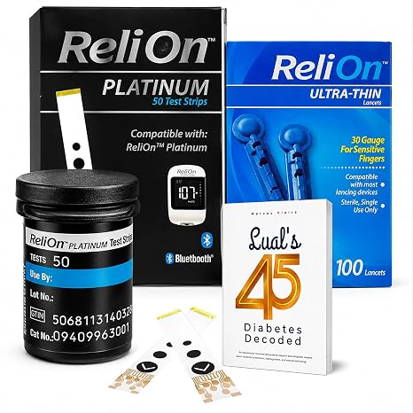 Platinum Test Strips 50 Count + 100 Ultra-Thin 30-Gauge Lancets | Blood Glucose Test Strips, Accurate Readings, Fast Results, Easy to Use, Home Testing, Bluetooth Compatible