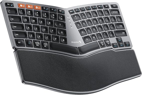 ProtoArc EK04 Mini Compact Wireless Ergonomic Keyboard - Space Gray