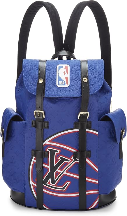 Pre-Loved Taurillon NBA Christopher Backpack MM, Blue