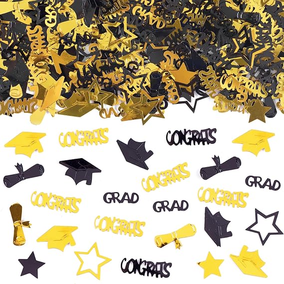 Alynta Gold and Black Graduation Confetti 2000Pcs 2.1oz Class of 2026