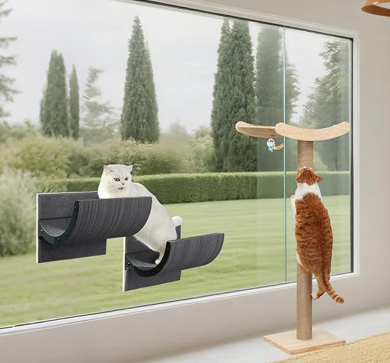 Cat Window Perch with Scratching Posts,Scratcher Winow Bed for Multiple Use for Indoor Cat Climbing