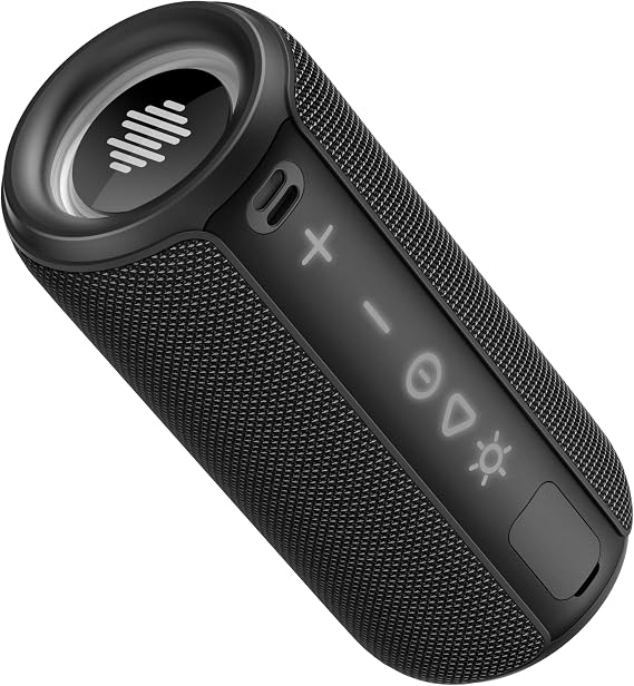 Portable Bluetooth Speaker, Powerful Sound Wireless Speaker: Boost Bass, 8 RGB Modes, IPX7 Waterproof, TWS Pairing, Beach/Vacation Essentials(Dark Black)