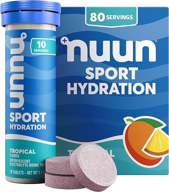 Nuun Sport Electrolyte Tablets, Tropical Flavor, GF & Vegan, 8 Pack