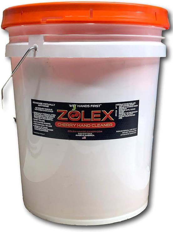 Zolex Water-Activated - Cherry Hand Cleaner for Working Hands| Stain Remover for Heavy Duty Workers | Grease Remover for Auto Mechanics - Non-Toxic Petroleum Free | Industrial-Sized Pail (25 lb)