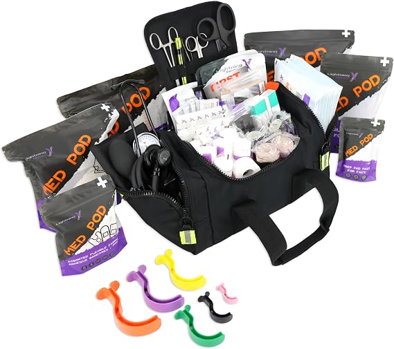 Lightning X Value Compact Medic First Responder EMS/EMT Stocked Trauma Bag w/Standard Fill Kit B - BLACK
