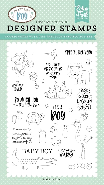 Echo Park Paper Company Precious Baby Boy Stamp 4-x-6-Inch
