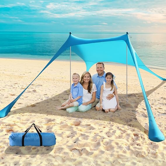 Beach Tent Sun Shelter - 10 x 10 Ft Beach Canopy UPF50+ UV Protection Tent