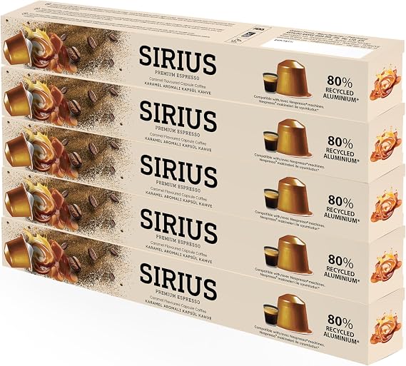 Sirius Premium Caramel Flavored Capsule Coffee Set of 5 (50 Pieces)