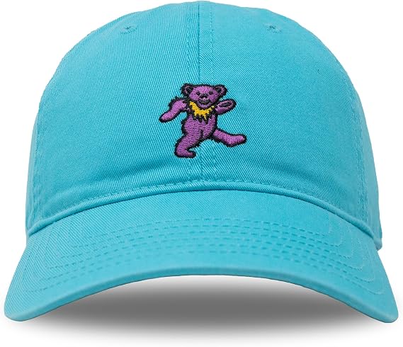 Ripple Junction Grateful Dead Embroidered Dancing Bear Hat Dad Style Baseball Cap Adult Adjustable One Size Officially Licensed Turquoise