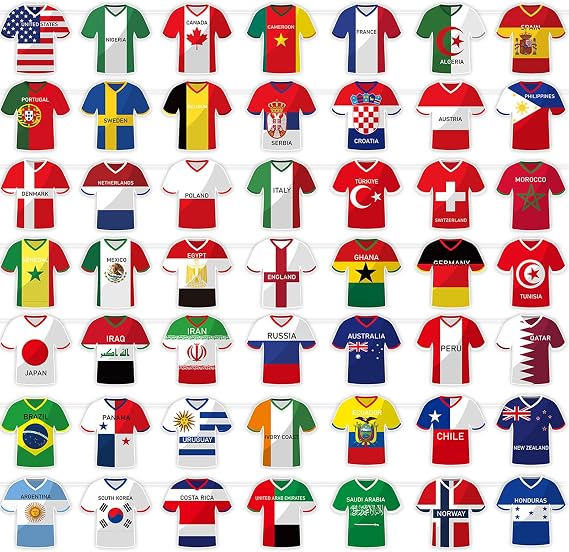 For 2026 World Cup Soccer Jersey Flags Bunting Banner 49 Vibrant International Country String Flags for World Cup Decorations, Sports Parties, Outdoor Celebrations, Olympic Events & Fan Decorations