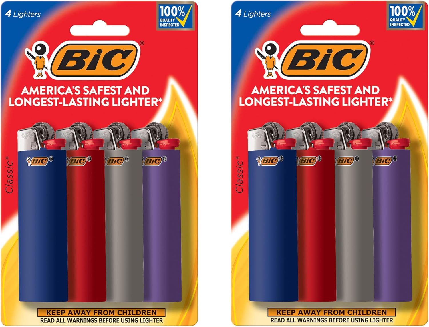 BIC Classic Maxi Pocket Lighter, Safe and Reliable, Assorted Colors, 8-Pack of Lighters Colors and Packaging May Vary