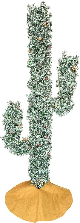 Tree Buddees Pre-lit LED Lights Cactus Christmas Tree 6 Foot Tall (Colored LED Lights)