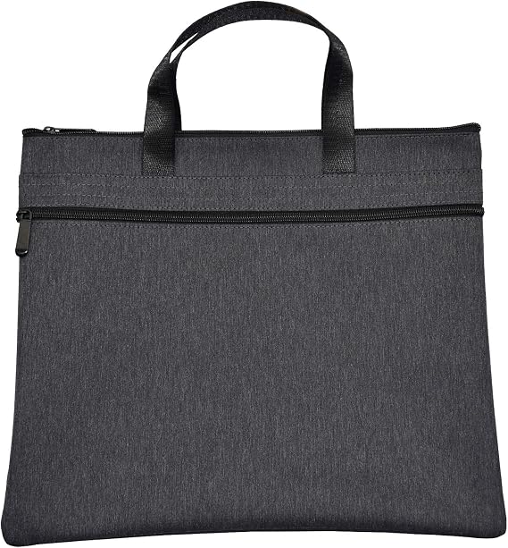 Waterproof Zipper Document Bag Handle Meeting Office Organizer Briefcase Black