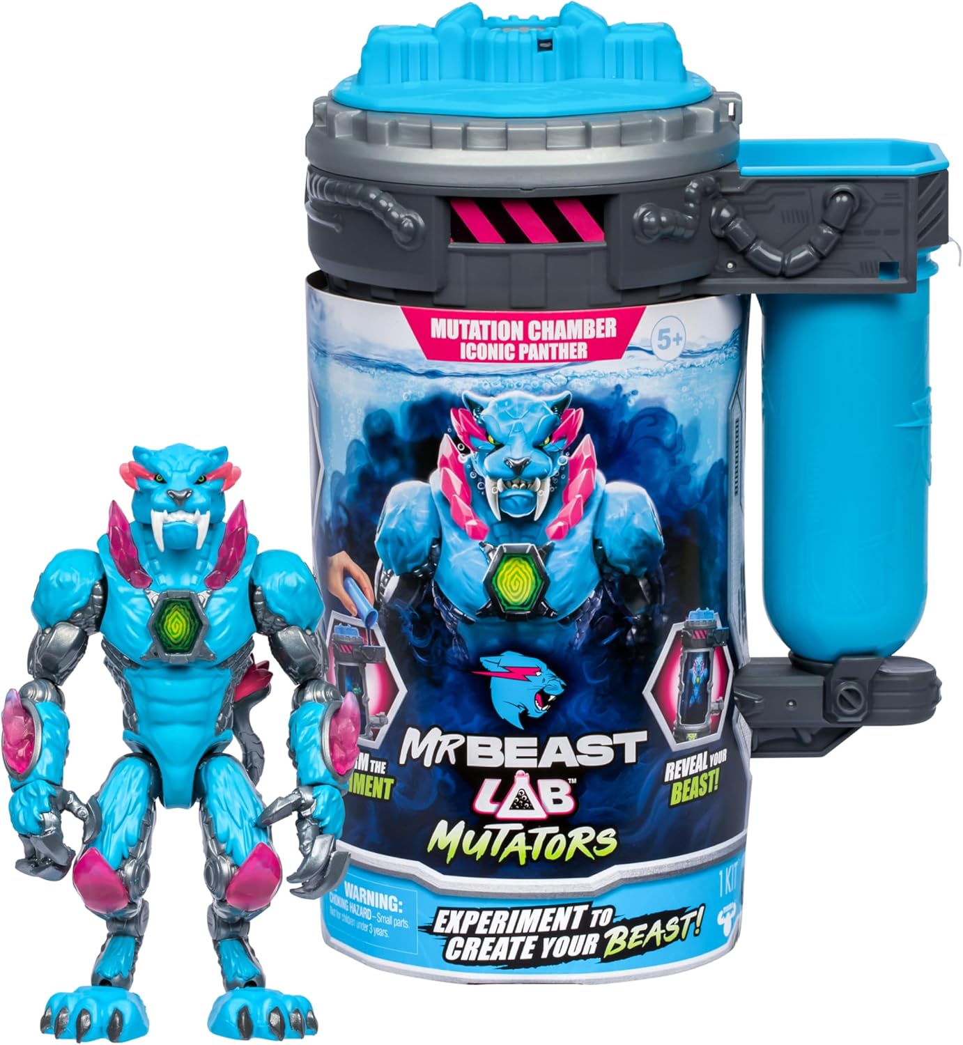 MrBeast Lab Mutators, Ultimate Monster Mutators Mutate. Perform the Experiment, Release MrBeast Iconic Panther Action Figure. 3 Collect!