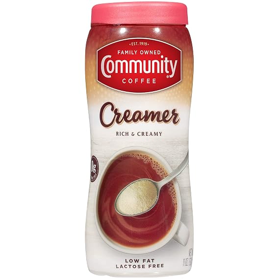 Community Coffee Lactose Free Powdered Coffee Creamer, 11 Ounce Canister (Pack of 12)