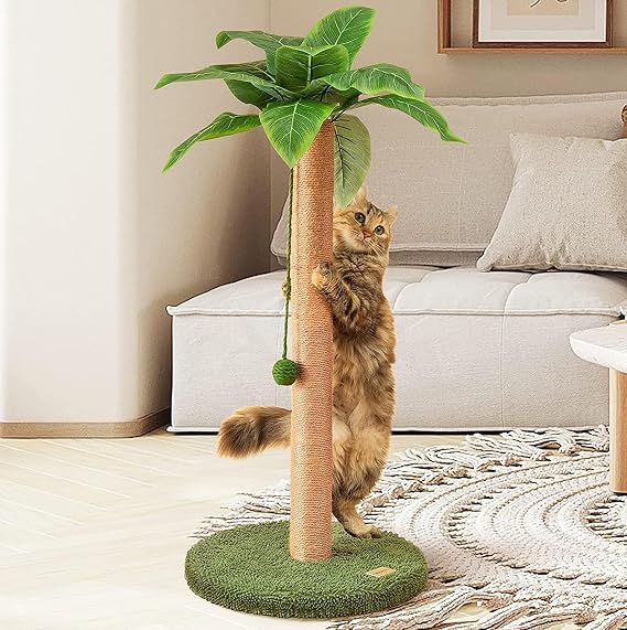 Cat Scratching Post 84 cm Cute Scratcher Kitten with Sisal Rope for Indoor Cats Palm Tree Cat Scratching Post with Dangling Balls for Small Cats