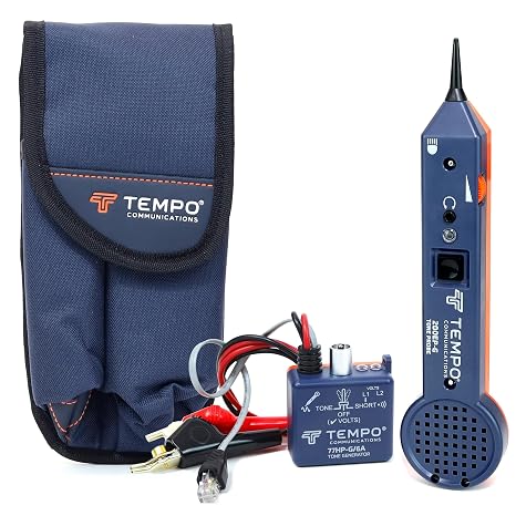 TEMPO 701K-G/6A Premium Tone and Probe Automotive Wire Tracing Kit with ABN Test Clips - Trace Data, Telephone, Coax, Security, Electrical Cables - Professional Grade