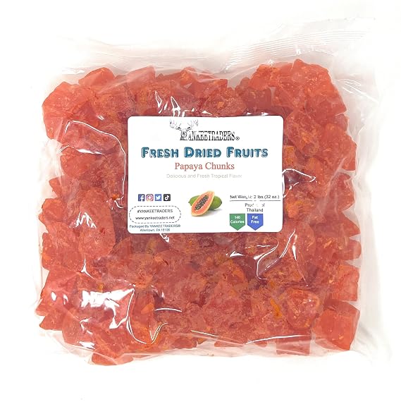 Papaya Chunks (Dried) ~ 2 Pound Bag