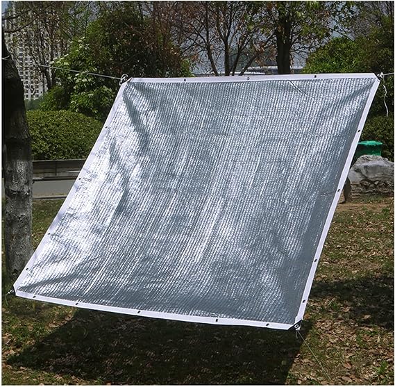 LIGUOYI Durable Sun Shade 4x3m/5x3m Aluminum Foil Sun Shade Silver Breathable Pool Sun Shade Custom Made Size, Reflective Windproof-75% UV Block for Yard Pergola Patio Shades Sun Blocking