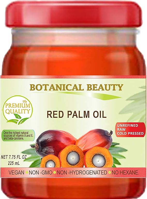 RED Palm Oil 100% Pure UNREFINED Extra Virgin Undiluted Cold Pressed Super Food 7.75 Fl.oz 225 ml by Botanical Beauty