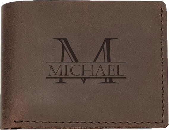 Personalized Leather Wallet Groomsmen Gifts Ideas Leather Wallets for Him Custom Mens Wallet Gifts for Dad, Husband, Brother, Grandpa for Father's Day, Christmas, Birthday, Anniversary