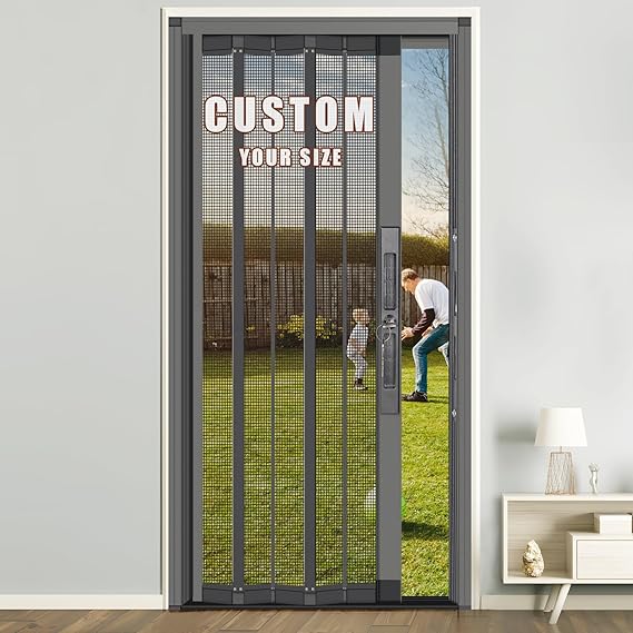 Yotache Retractable Screen Door, Tear-Proof Panel, Side Opening | Aluminum Frame & Metal Mesh, Sliding Folding Door with Lock, For Front/Back Doors